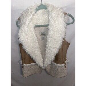 BKE Outerwear Women’s Fleece Vest Size Medium Tan White Going Out Party Cowgirl